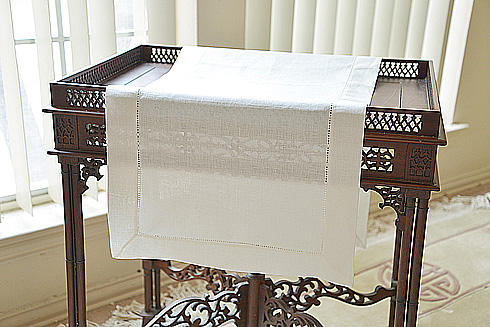 Linen Runner. Natural Linen Winter White. 16" x 90" - Click Image to Close